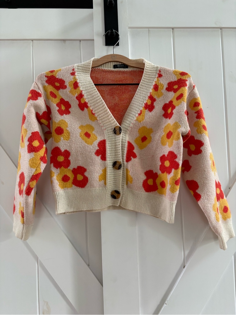 Melody Retro Floral Button Down Cropped Cardigan